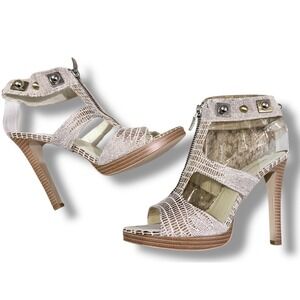 NIB BCBG Generation Taina Heelless Open Toe Gladiator Heels Womens Size 9.5M